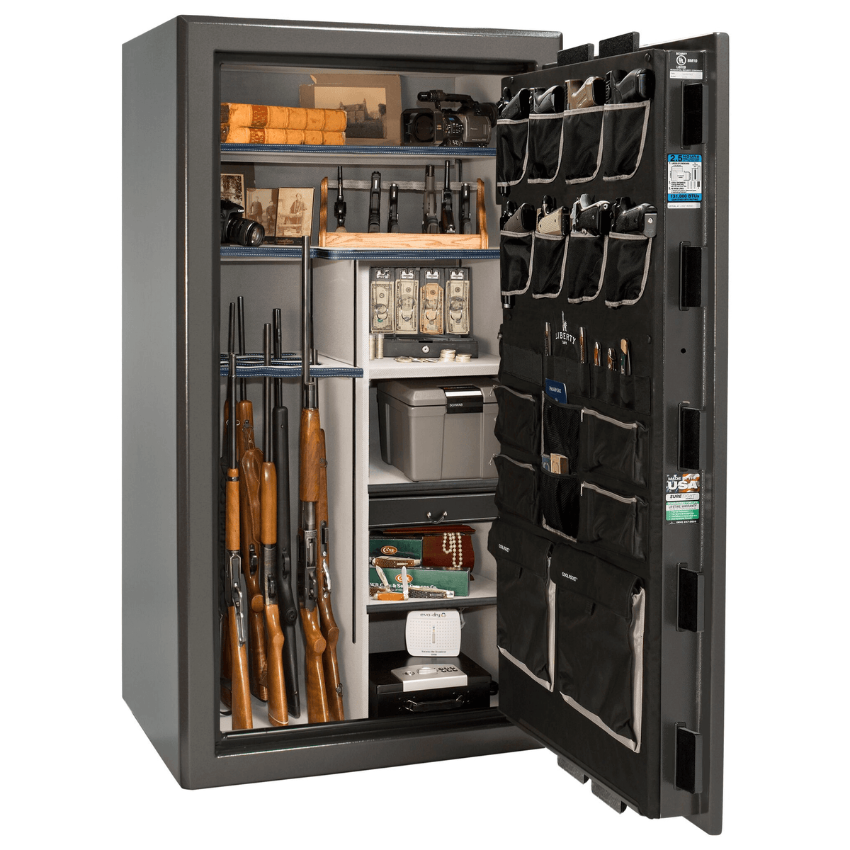 Presidential Series | Level 8 Security | 2.5 Hours Fire Protection | 40 | Dimensions: 66.5&quot;(H) x 36.25&quot;(W) x 32&quot;(D) | Gray Marble | Black Chrome Hardware | Electronic Lock