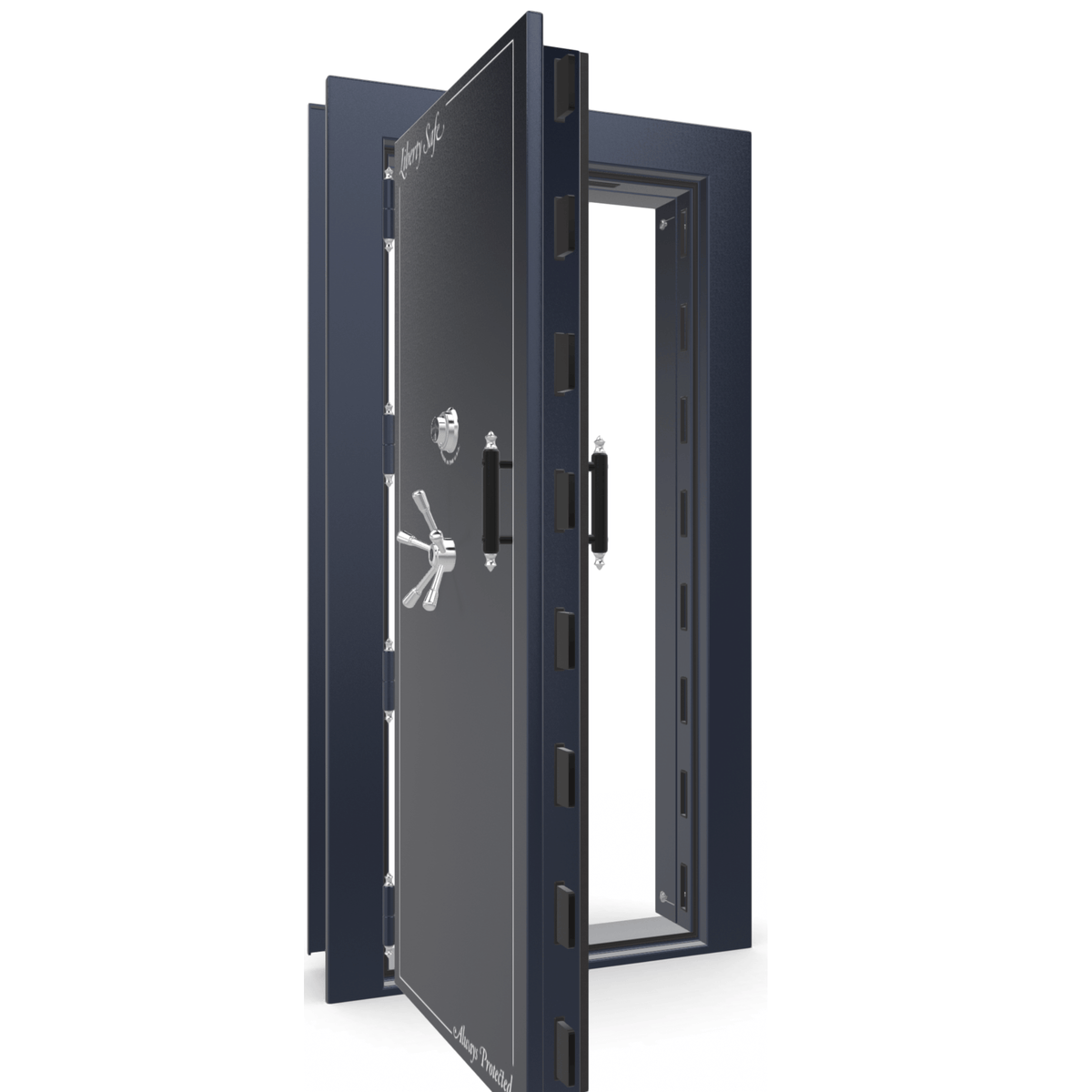 Vault Door Series | Out-Swing | Left  Hinge | Blue Gloss | Mechanical Lock - open