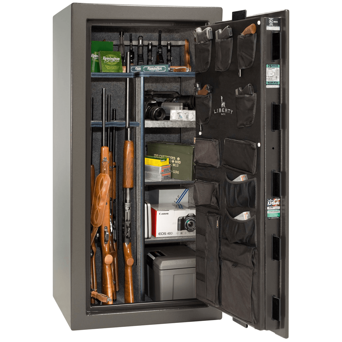 Franklin 23 | Level 5 Security | 110 Minute Fire Protection | Dimensions: 60.5"(H) x 30"(W) x 22"(D*) | Gray Marble Electronic Lock - Open Door