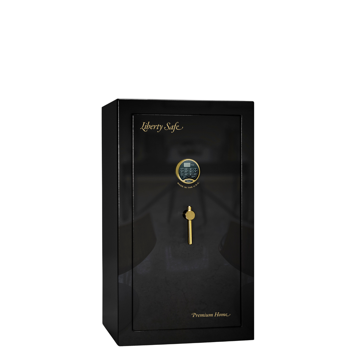 Premium Home Series | Level 7 Security | 2 Hour Fire Protection | 12 | Dimensions: 41.75&quot;(H) x 24.5&quot;(W) x 19&quot;(D) | Black Gloss Brass - Closed  Door